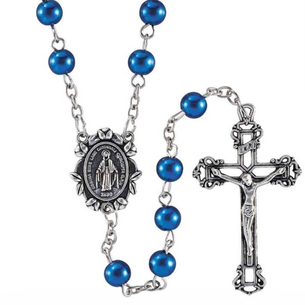 Catholic Sapphire Blue Traditional Rosary Beads